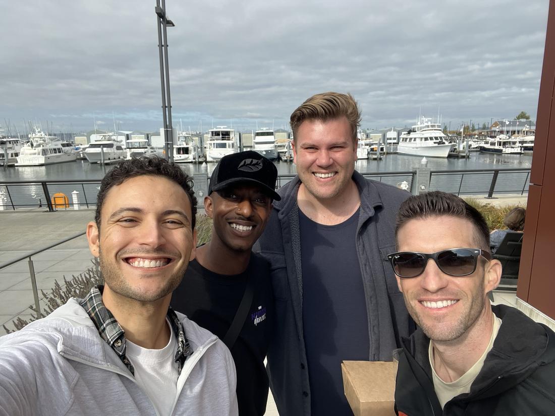 The four of us at a marina